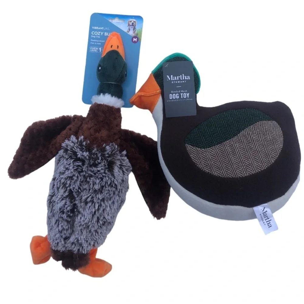 NWT Bundle 2 plush squeaky bird duck dog toys